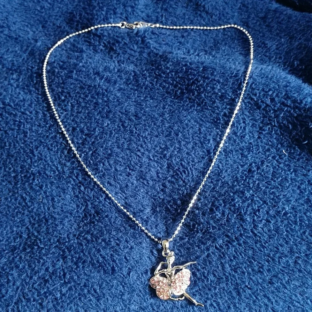 Ballerina Necklace NWT w/Pink Ice Stones Little Girls 16
